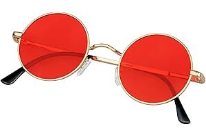 KANASTAL Runde Sonnenbrille Herren Retro Sonnenbrille Rund Damen Hippie Brille Klassische Rave Polarisierte Brille mit Metallrahmen Vintage Steampunk Sonnenbrille UV-Schutz