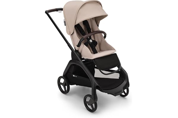 Bugaboo Dragonfly, Poussette citadine compacte et légère, pliage facile d'une seule main dans toutes les postions, panier sous le siège XL, châssis graphite et capote Desert Taupe