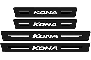 SYMILOV 4 Stück Auto Kohlefaser Einstiegsleisten Aufkleber, für Hyun-dai Accent Tucson i10 i20 i30 i40 ix25 ix35 ix55, Abnutzungs Türschwellen Abdeckung Schutz Streifen Tuning Styling Zubehör, KONA