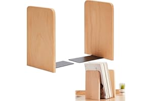 behone 2 Piezas Sujetalibros de Madera de Haya, De Sujetalibros De Madera, Sujetalibros de Madera, Natural Soporte De Libro, Extremos De Almacenamiento, Estante para Biblioteca 17 * 12 * 10.5cm
