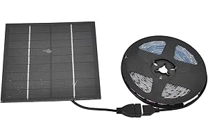 CUEI Tiras de Luz para Cultivo de Plantas, Lámpara de Cultivo de Plantas LED con Energía Solar de 5W con Panel Solar, Luz de Planta Solar para Invernadero de Jardín Interior Al Aire Libre en Maceta(3m)