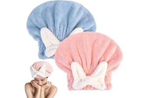 Ziofy Super Absorbent Hair Towel Wrap for Wet Hair, 2PCS Hair Towel Wrap Microfiber Hair towel Wrap, Hair Turbans for Wet Hair LongThick & Curly Hair