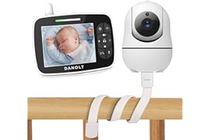 Danolt Babyphone mit Kamera und Halterung 3.5 Zoll Babyfon 720P Video Baby Monitor with Camera Nachtsicht Zwei Wege Audio Vox Schwenk Neige Temperaturüberwachung Schlaflieder