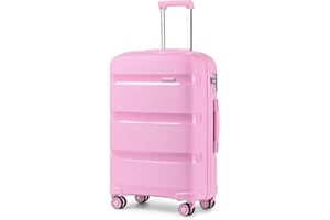 Kono Luggage Hard Shell Travel Trolley 4 Spinner Wheels Lightweight Polypropylene Carry On Suitcase with TSA Lock
