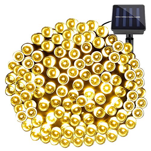 LE 20M Solar Lichterkette 200 LEDs IP44 Wasserfest 8Modi Batteriebetrieb Garten Terrasse Weihnachten Aussenbereich deko (Warmweiß)