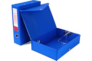 Srvnpioy 2 Stück Archivbox A4, 88 mm Rücken, A4 Aktenboxen Aufbewahrungsbox mit Verschlussfeder, A4 Dokumentenbox aus Kunststoff für Büro, Schule oder Archivraum, Blau