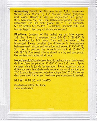 WEINHEFE PORTWINE Arauner Kitzinger – Trocken Reinhefe für 50L | Naturhefe | Obstwein hefe | Hefenährsalz | Alkoholhefe | Methefe | Apfelweinhefe - 2
