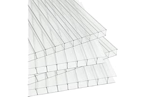 Ansobea Plaques alvéolaires en Polycarbonate, 14 pièces Plaques de Serre alvéolaires, 1210x605x4mm, Plaques alvéolaires Doubles, Plaques de Rechange env. 10,25 m².