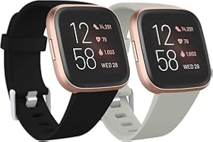 Ouwegaga Compatible with Fitbit Versa Strap/Fitbit Versa 2 Strap, Soft Silicone Sport Replacement Strap for Fitbit Versa 2/Fitbit Versa/Versa Lite/Versa SE, Women Men 2 Pack