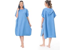 Mokani Peignoir à Langer Serviette en Microfibre Poncho de Surf avec Capuche pour Plage Surf Natation Plongée, Séchage Rapide & Léger, Convient aux Hommes Femmes Adultes (Bleu)