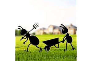 QBMYCN Estacas Decorativas de jardín de Metal para Hormigas,Paquete de 2 estatuas de Silueta de Hormigas Negro,para Patio,césped,decoración al Aire Libre.Regalos