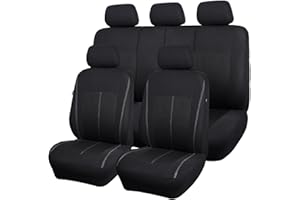 Flying Banner Black Jacquard Car Seat Covers Full Set Airbag Compatible Auto Protector Rear Bench Back Split