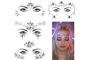 LONNALEE Gesicht Strasssteine 4PCS,Temporäre Tattoos Glitzer Schmucksteine Selbstklebend Glitzersteine Gesicht,Schmucksteine Festival Face Sticker für Karneval Schminke, Parties,Make-up (1)