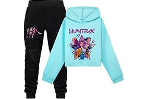 GÉNÉRIQUE Survêtement Fille Ensemble 2 Pièces pour Garçons et Filles DDemon HHunters,Y2K Streetwear Hoodie Pantalon et Haut Sweats à Capuche Jogging Vêtements Imprimés H-Huntri/X Sportswear