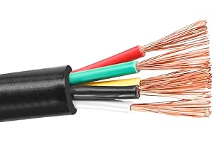 Aelmiyw 5 Polos Cable de Remolque 1m，Cable de 5 núcleos para Remolque，Cable eléctrico 5 Hilos para vehículo，1m Cable de Remolque de 5 núcleos Negro para Remolque Caravana Camión