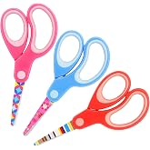 Vutyvve Flower Scissors for Left Handed Children, Blunt Safety Scissors for Children, Stainless Steel Blades, Soft Handles, S