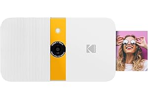 KODAK Smile Digital Sofortbildkamera mit 2x3 ZINK Drucker - HD-Qualität - 10MP, LCD Display, Micro SD Kartenleser und Autofokus - Weiß/ Gelb