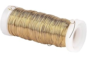 Ideen mit Herz Metalldraht | 0,30 mm ø | 50 m lang | Schmuckdraht aus Eisen, verchromt | farbig lackiert | ideal zum Basteln von Schmuck | gold