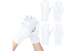 Vidacharmy 2 Pares Guantes Blancos de Algodón de Nylon, Guantes de Esmoquin, Guantes Blancos de Etiqueta para uniforme de policía, guardia de honor, ropa formal, inspección, Desfile