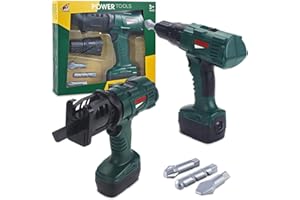 GOLCUGYJH Battery-Powered Drill Tool Set, Boy Repair Tool Kit with Rotating and Interchangeable Bits,Pretend Play Toy for Boys Girls Kids