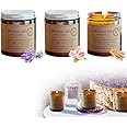 Aromatherapy Candle Set Soy Wax Scented Candles Large Brown Jar Candle 3 Pack Long Burning Time Lasting Fragrance for Home Scented Aromatherapy Festival Gifts Set- Lavender Sandalwood Rose Scents