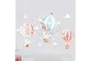 NINIMIO Adesivi Murali Bambini, Adesivi Da Parete, Decorazioni camera da letto, Carta Da Parati Adesiva muro, Stickers Bambini, Carta Adesiva Per Mobili, Stickers Murali, Adesivi Bambini (mongolfiere)