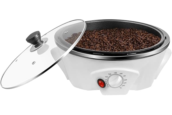 Elektrisk kafferostningsmaskin, 1200W kafferostningsmaskin, Justerbar kafferostningsmaskin med 500g kapacitet för jordnötter, melonfrön, sojabönor, råa kaffebönor