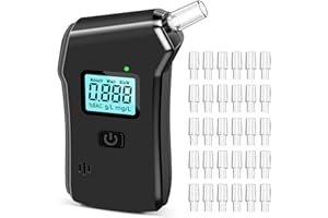 Feelhap Alkoholtester, Polizeigenau Alkoholmessgeräte mit 30 Mundstücken, Professioneller Hochgenauer Alkoholtester für Alkohol mit LCD-Digitalanzeige, Tragbarer Hochpräziser Atemalkoholtester