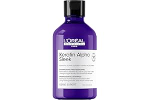L'Oréal Professionnel Keratin Alpha Sleek Sulphate-Free Shampoo for Smoothing & Frizz Control, Hydration, Softness & Shine, Suitable for Coloured, Frizzy Hair, 300ml