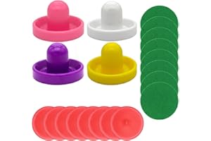 Tiardey 4Pcs 96mm Air Hockey Pushers Air Hockey Ball Table Mallet Portieri con 8Pcs Puck,（Bianco + Rosa + Giallo + Viola）