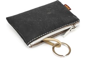 SIMARU Schlüsseletui Schlüsselmäppchen aus hochwertigem Korkstoff (wasserfest), Schlüsseltasche für Herren & Damen mit Reißverschluss, ideal für deinen Autoschlüssel (schwarz)