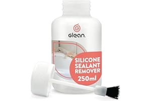 GLEAN Silicone Sealant Remover Gel | 250ml | Removes Silicone & Acrylic | Ideal Adhesive Remover - Shower Trays, Baths, Sinks, Toilets | Convenient Brush Cap