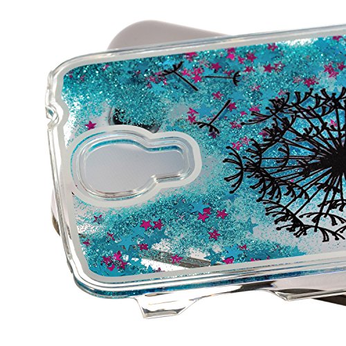 Für Samsung Galaxy S4 Hülle,Für Samsung Galaxy S4 Flüssigkeit Handyhülle,Funyye Luxus Luxuriös [Bunten Muster] Liebe Herzen Star Fließt Treibsand Durchsichtige Handytasche Glänzend Glitzer Diamond Diamant Fließen Flüssig Flüssigkeit Handyhülle Handy Hülle Case Tasche Crystal Case Durchsichtig Schutzhülle Etui Bumper Für Samsung Galaxy S4 + 1 x Frei Displayschutzfolie – Blau Glitter,Schwarzer Löwenzahn - 4