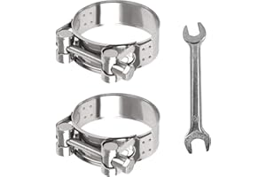 FINEASY 2 Pezzi Fascette Stringitubo Acciaio Inox Morsetti con Chiave Inclusa, Morsetto per Tubo di Scarico, Fascetta di Scarico Regolabile 52-55 mm, Antiruggine e Durevole