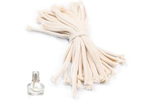 CUIDAKJ 25 Piezas Mecha de Vela de Algodón de Repuesto Natural para Velas Caseras para Fabricación,Lámpara Vela de Alcohol Linterna de Botellas de Vino Antorchas de Jardín Luces al Aire Libre -16 cm×7mm