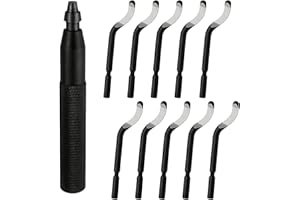 MICJLLT 11 Pcs Deburring Tool with 10 High Speed Steel Rotary Burr Removal Blades for 3D Printing,360° Rotating Pipe Deburring Tool Precision Edge Burr Removal,Deburring Tool Ideal for Metal, Resin, PVC Pipes