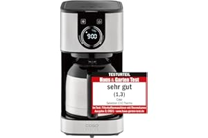 Caso Selection C10 - Macchina termica da caffè con thermos da 1,2 l, timer, in acciaio inox con filtro permanente per 10 tazze, acciaio inox, nero
