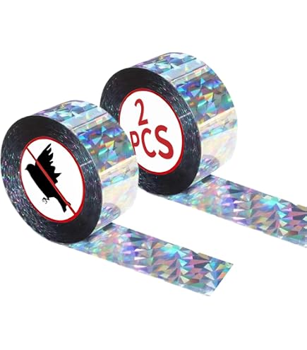 LXYYDS Nastro Repellente Antiuccelli Riflettente, 2 Rotoli 80 m x 2.4 cm Uccello Nastro Repellente, Nastro Repellente per Uccelli, Riflettente per spaventare Gli Uccelli, Adatto per Balconi, Fattorie
