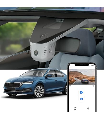 Fitcamx Dashcam Vorne Hinten Passend für Skoda Enyaq 2020-2025, OEM 2K 1440P 1080P Autokamera UHD Video WiFi, G-Sensor, Loop-Aufnahm, WDR Dashcam, Plug & Play, schwarz mit 64GB Karte