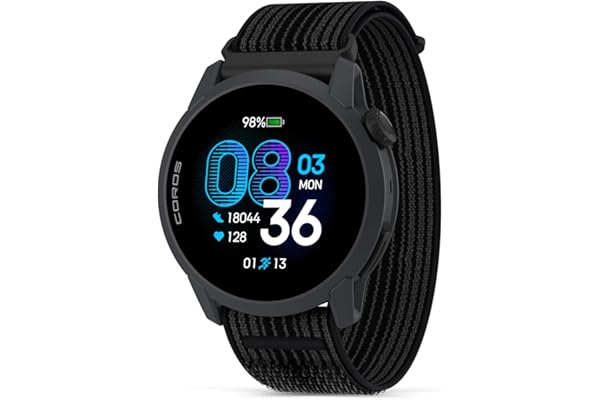 COROS Pace 4 Montre Sport Ultralégère, Écran Tactile AMOLED 1,2", 32gMontre Running, 19 Jours d'usage, Contrôle Vocal, Outils d'entraînement, GPS précis, Plan d'entraînement (Nylon Noire)