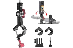 UNSTINCER Soporte de Manillar para cámara de acción para Poste de 7-35 mm, Soporte Ajustable de Aluminio de 270° con Tornillo de 1/4 para GoPro AKASO y más para Espejo de Motocicleta y Bicicleta