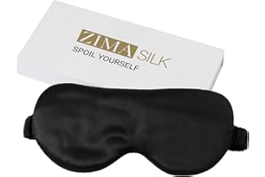 ZIMASILK Máscara de dormir de seda de morera pura de 22 momme, relleno de 100% seda de morera, correa de envoltura de seda, máscara de ojos súper suave y cómoda para dormir (negro)
