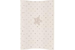 Ceba Baby Matelas à Langer Bebe souple 70x50 cm, 80x50 cm Lavable pour Filles et Garçons - Étoiles Beiges 70x50 cm