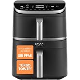 Cosori Air Fryer 10.8 L Turbo Tower Pro, Double Vertical Basket | PFAS Free Ceramic Coating, Dual Blaze&trade;&amp;Turbo Blaze&trade; Technol