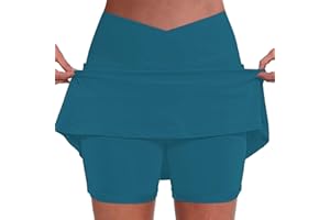 Nuaoxyeu Skirts for Women Tennis Skirt with Shorts and Pocket High Waist Cross Over Yoga Skort Basic Sports Dress Mini Skirt Lightweight Tight Pants Athletic Workout Golf Skort Running Skirts