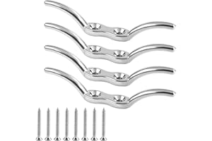 PEUTIER 4 Pièces Taquets Bateau, 11,2 cm Taquet de Quai de Bateau Marin avec 8 Vis de Montage Acier Inoxydable 316 Taquet de Corde Robuste pour Décor Marin