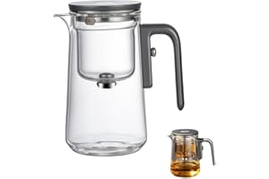 TAOZHUGONG Tea Pot Enchanti-Teekanne, Enchantipot Magic Tea Pot Magische Teekanne mit Wassertrennung, Press Control Magic Tea Pot with Wooden Handle (800 ml - Grau)