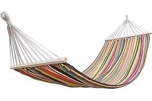 GREATOYAR Hamaca Colgante de Tela para Viaje y Camping, Suave y Transpirable, para Jardín al Aire Libre, Portátil con Estructura de Madera para Exteriores, 200x100cm