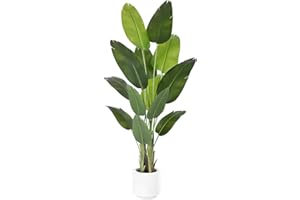 ZEEOZE Pianta Artificiale Uccello del Paradiso 180cm Alta Finta Palma Tropicale Per Interno Esterno con 13 Foglie Banano Albero Finto da Interno con Aaso Bianco Per Letto Giardino Ufficio Decorazione