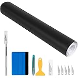 Wilktop Auto Folie Schwarz Matt PVC flexibel Auto Shutz Folie Schwarz Matt Carbon Folie Blasenfrei mit Installationszubehör(3